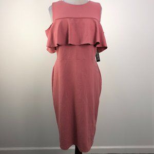 NWT NY&C Rose Ruffle Fitted Key Hole Tank Dress